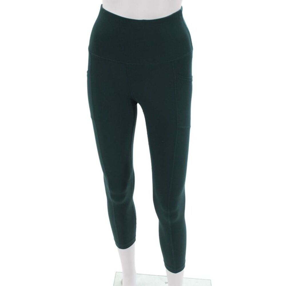 Yogalicious Womens Green Capri Leggings Polyester Blend Solid Size XS